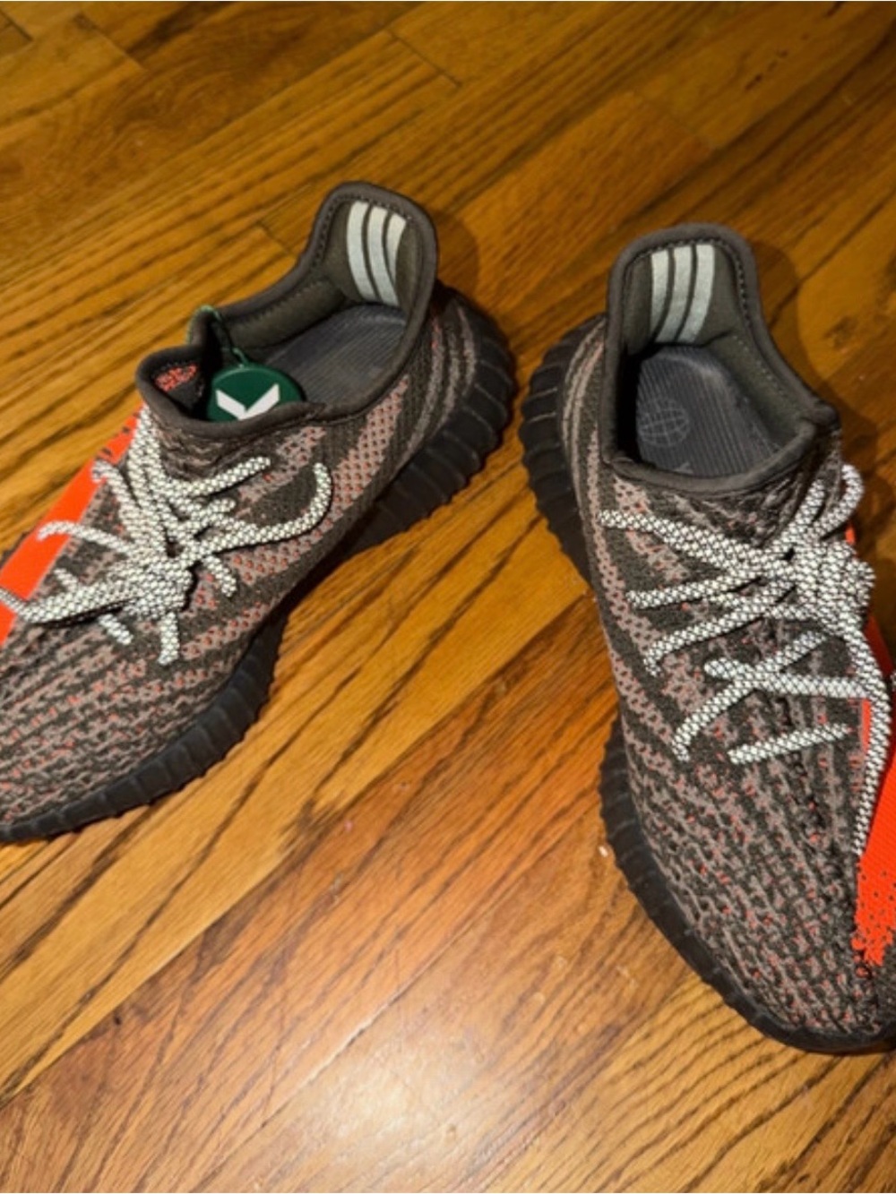 Yeezy Boost 350 V2 in Grey with Orange Stripe
